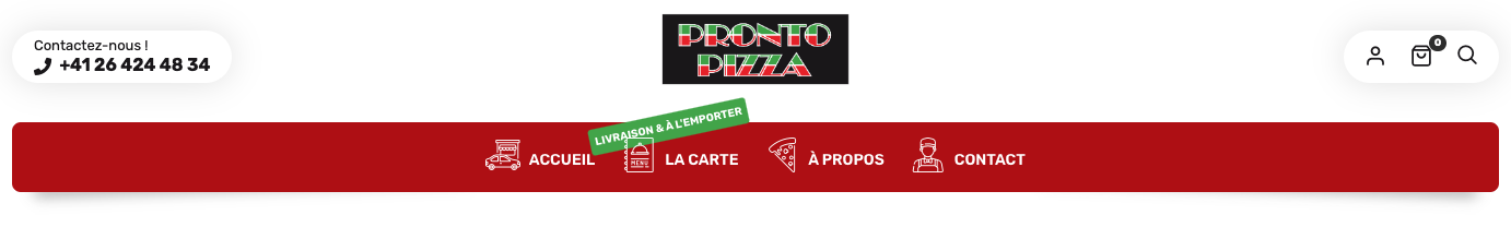 Pronto pizza Menu